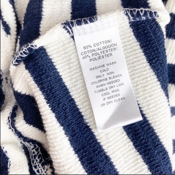 NWT Loft Navy White TerryCloth Cinch Striped Tie Sweater XS - Picture 7 of 8